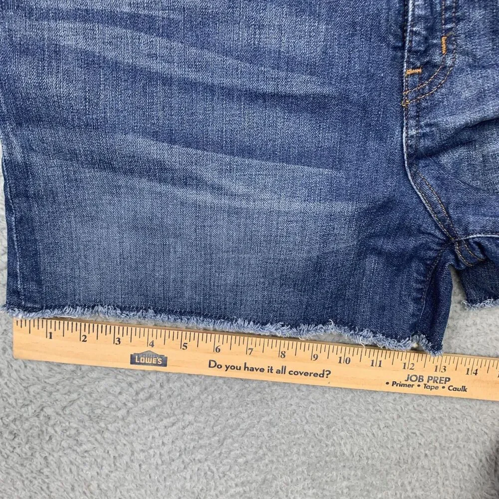 J.Crew Shorts Womens 32 Blue Denim Mid Rise Cutoff Raw Hem Stretch Casual